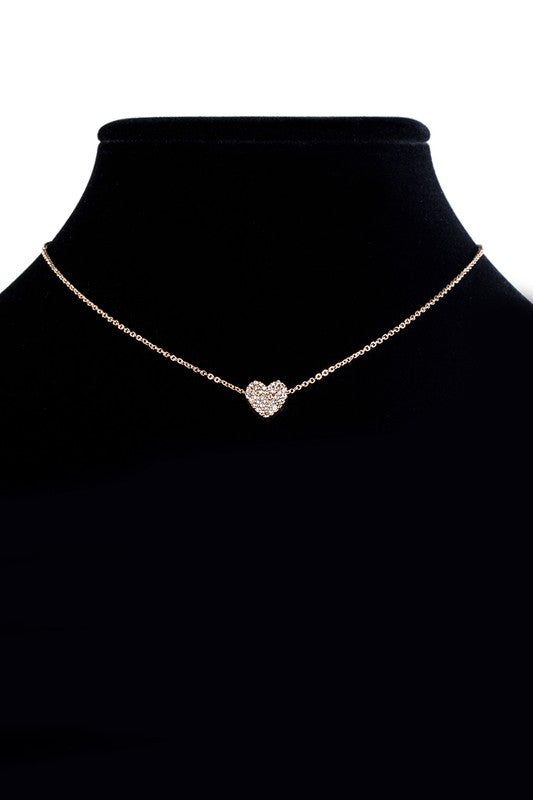 FMN078 Rhinestone Heart Rose Gold