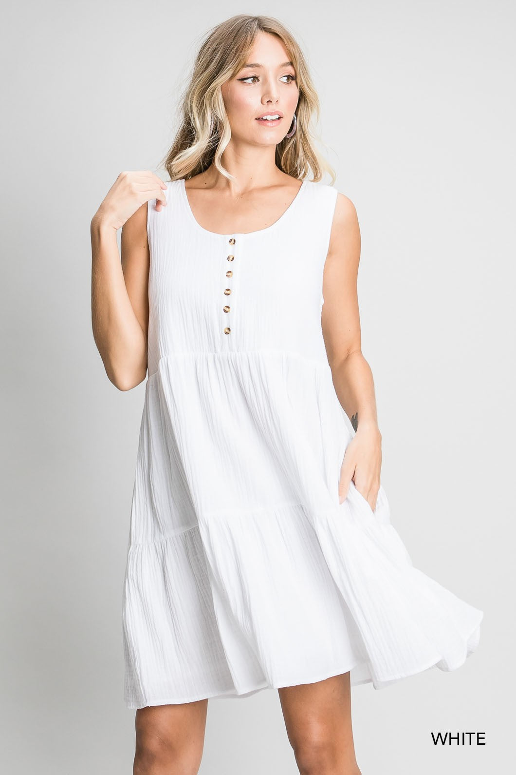 Sunday Tiered Sleeveless Dress White