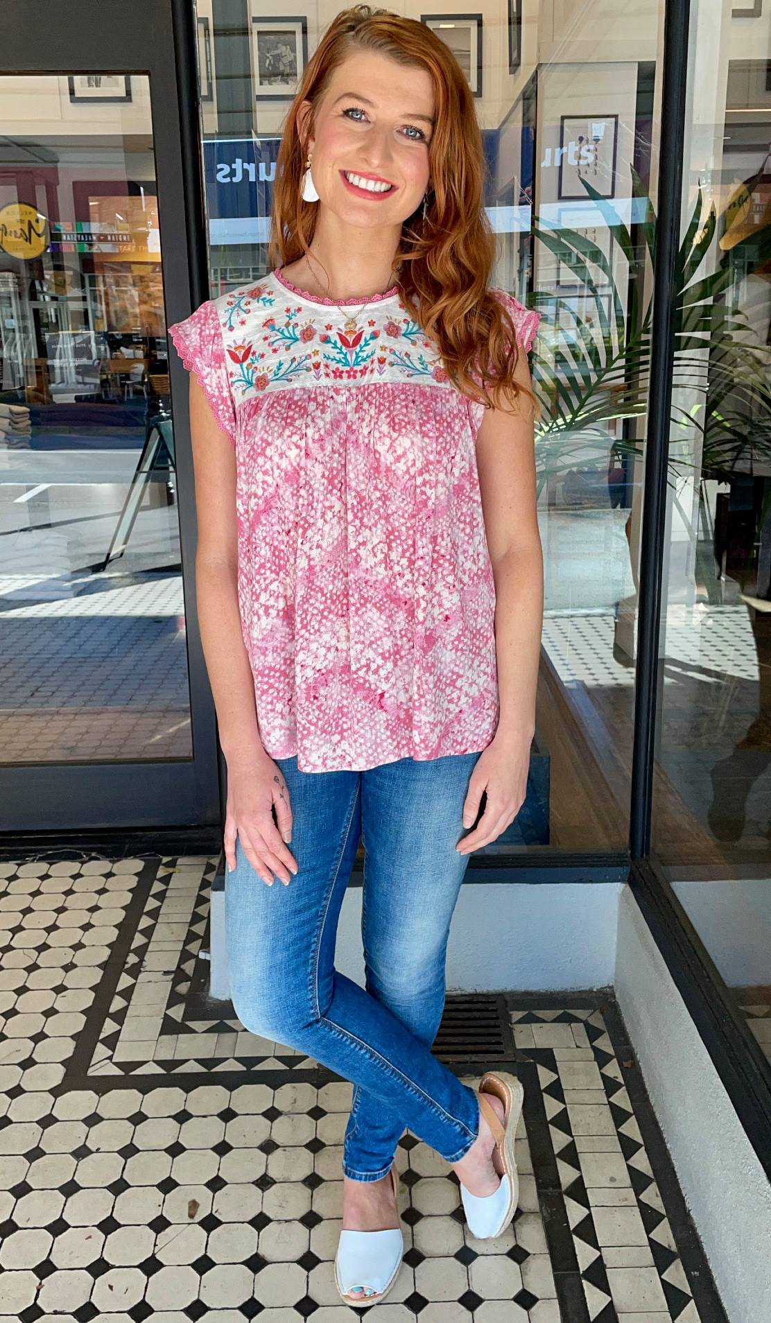 Camila Embroidered Top Magenta