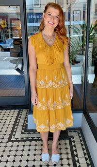 Maria Embroidered Midi Dress Marigold