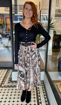 Luxe Snakeskin Midi Skirt