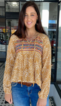 Lola Embroidered Long Sleeve Top Marigold