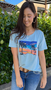 Palm Sunset Embroidered Tee