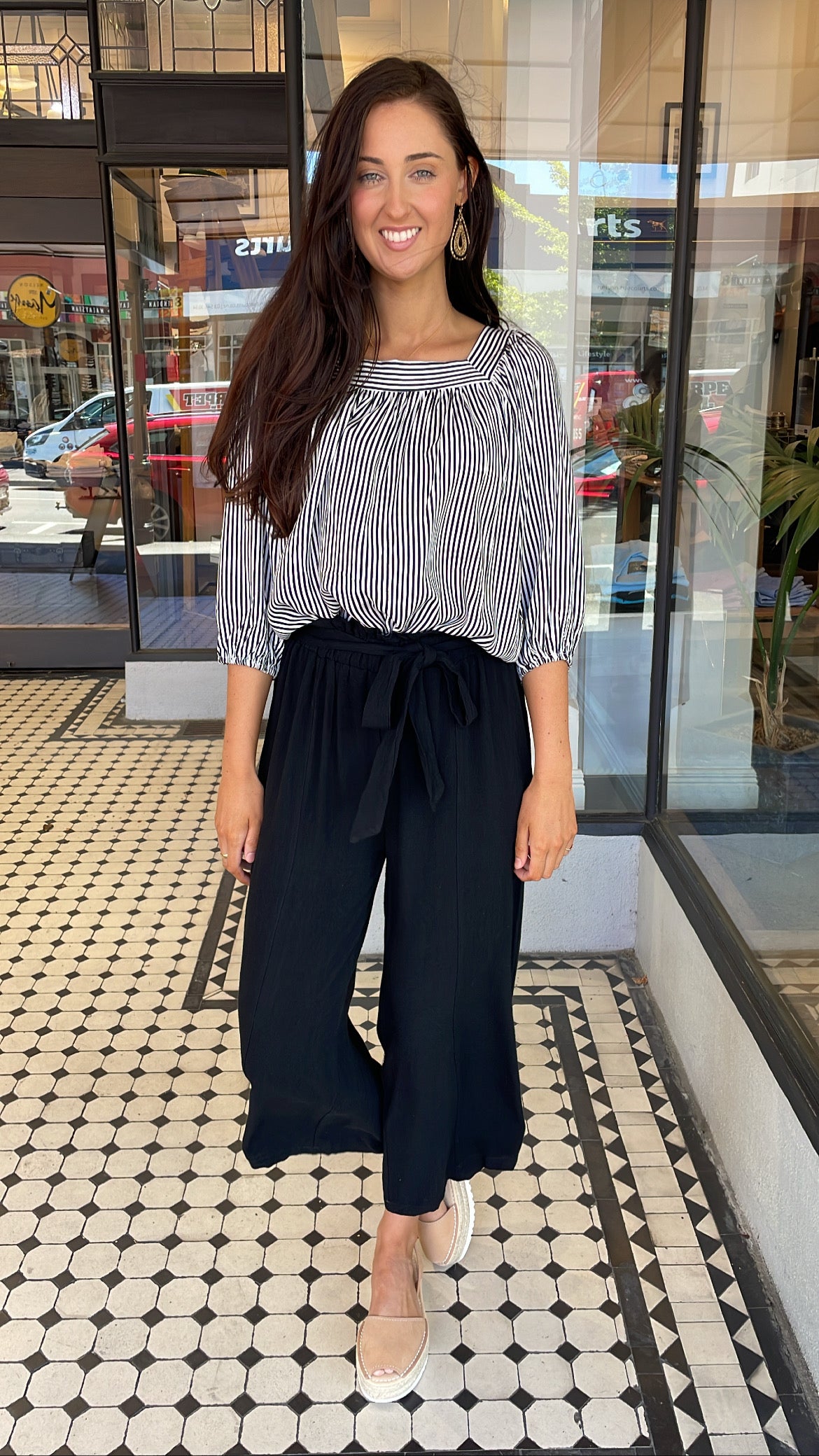 Cherie Amour Blouse Top Navy/Off White Stripe