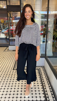 Cherie Amour Blouse Top Navy/Off White Stripe