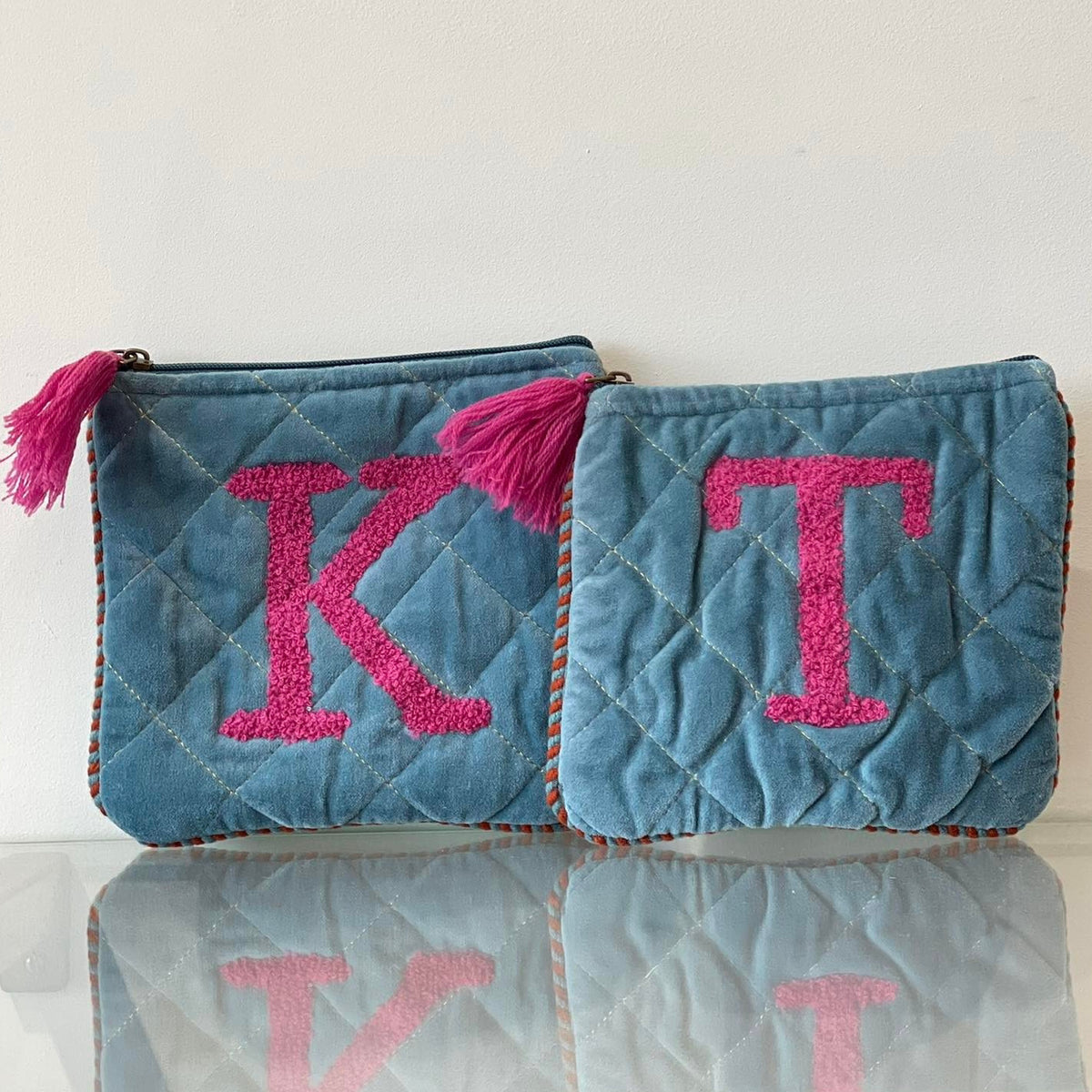 Velvet Initial Pouch