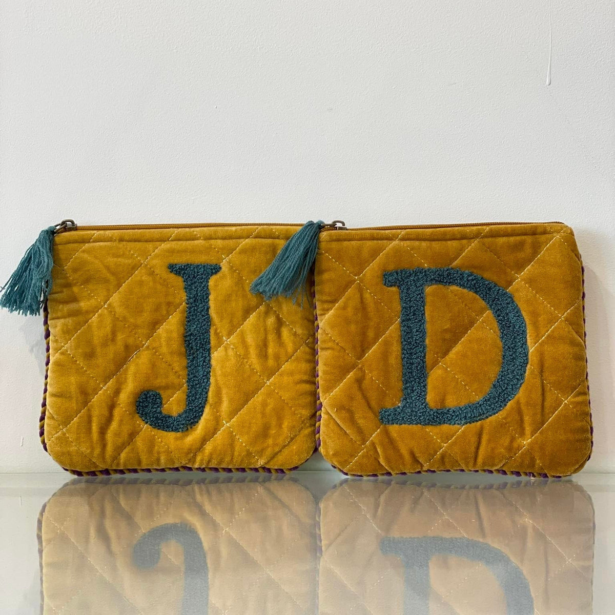 Velvet Initial Pouch