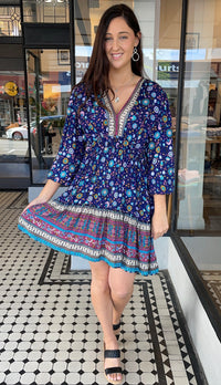 Harmony Floral Border Print Dress