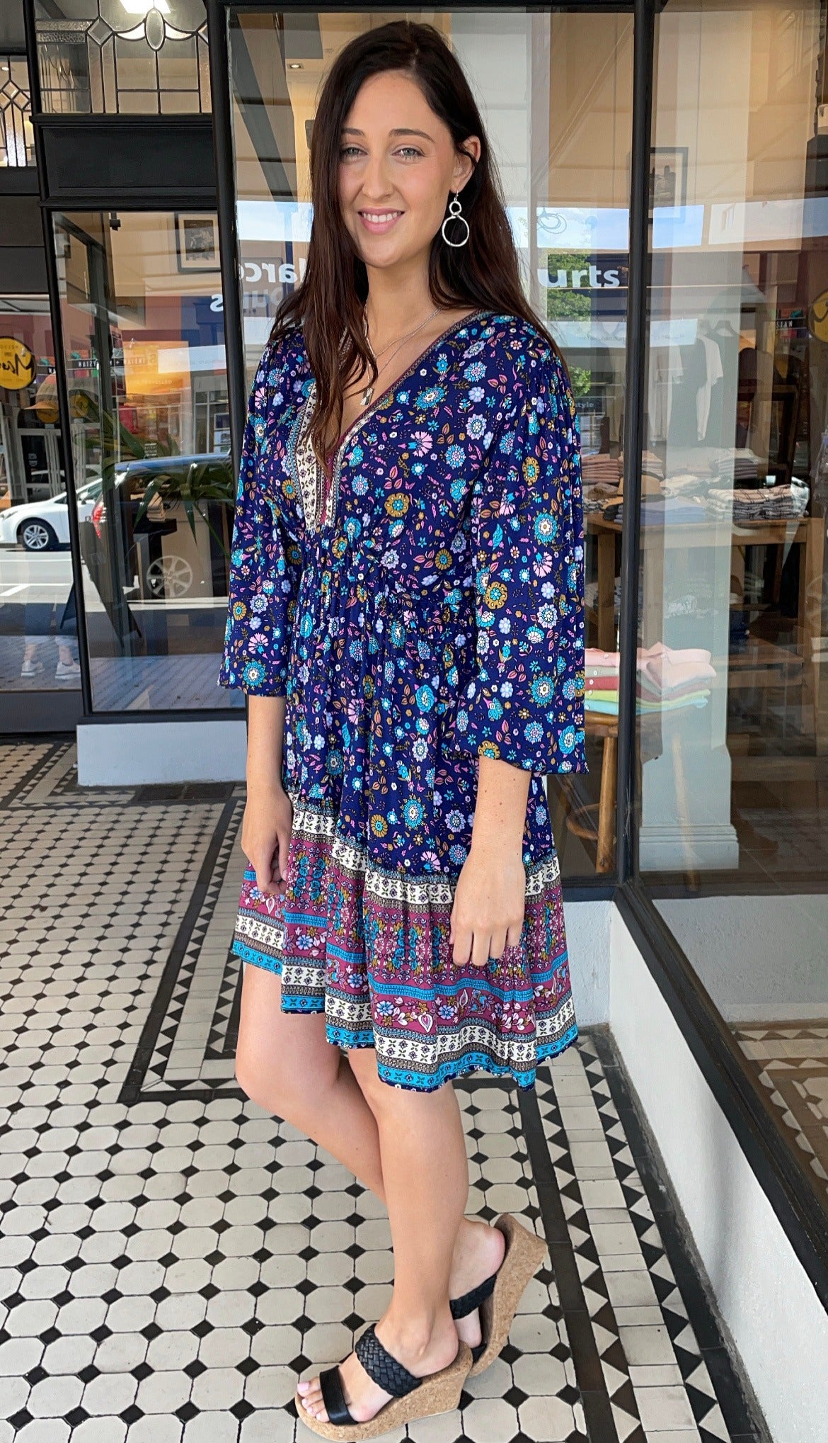 Harmony Floral Border Print Dress