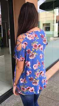 All Tied Up Top   BLUE FLORAL