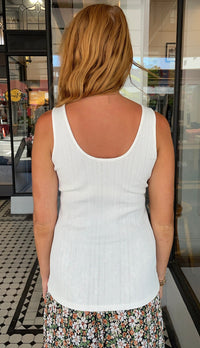 Snassy Snap Closure Ribbed Tank White