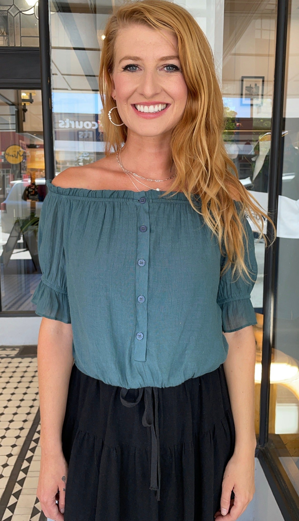 Sorrento Textured Crop Top Washed Emerald