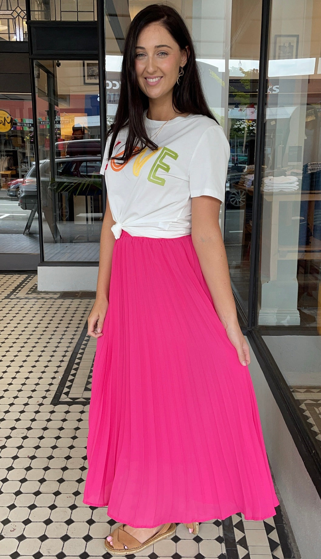 Pleats Please Midi Skirt Hot Pink