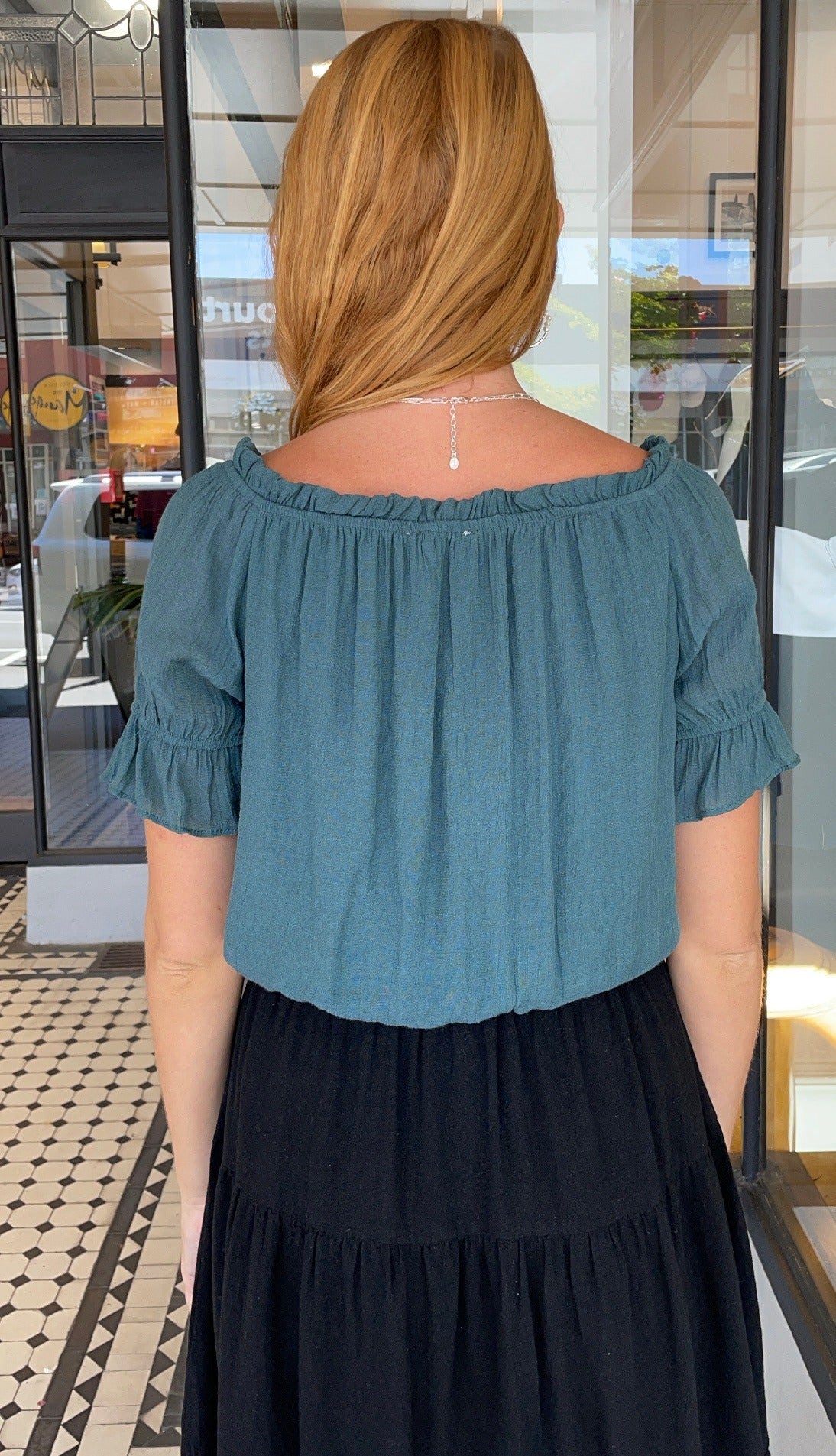 Sorrento Textured Crop Top Washed Emerald