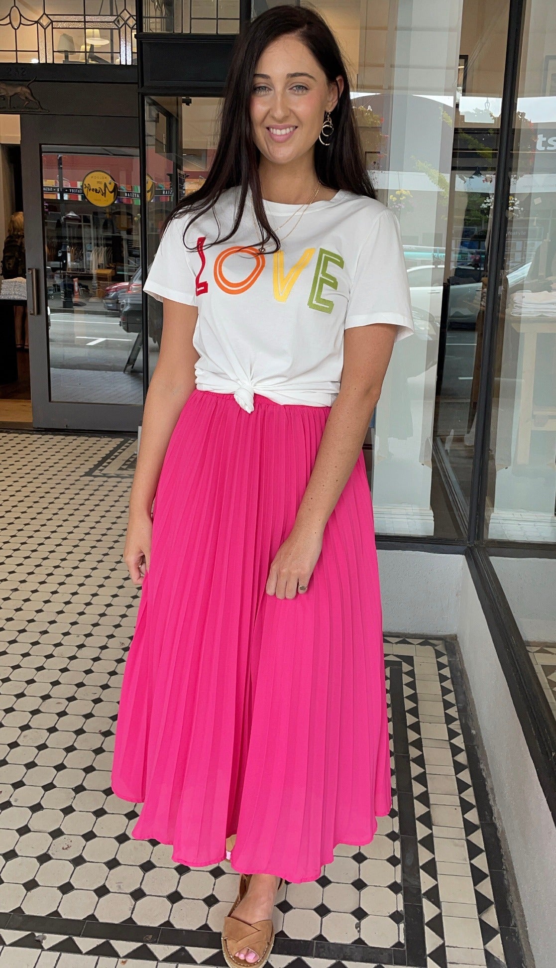 Pleats Please Midi Skirt Hot Pink