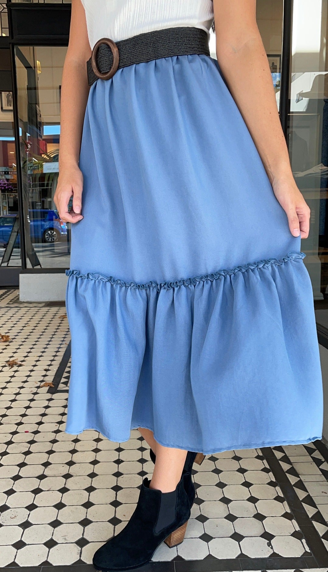 Rachel Ruffle Skirt Blue