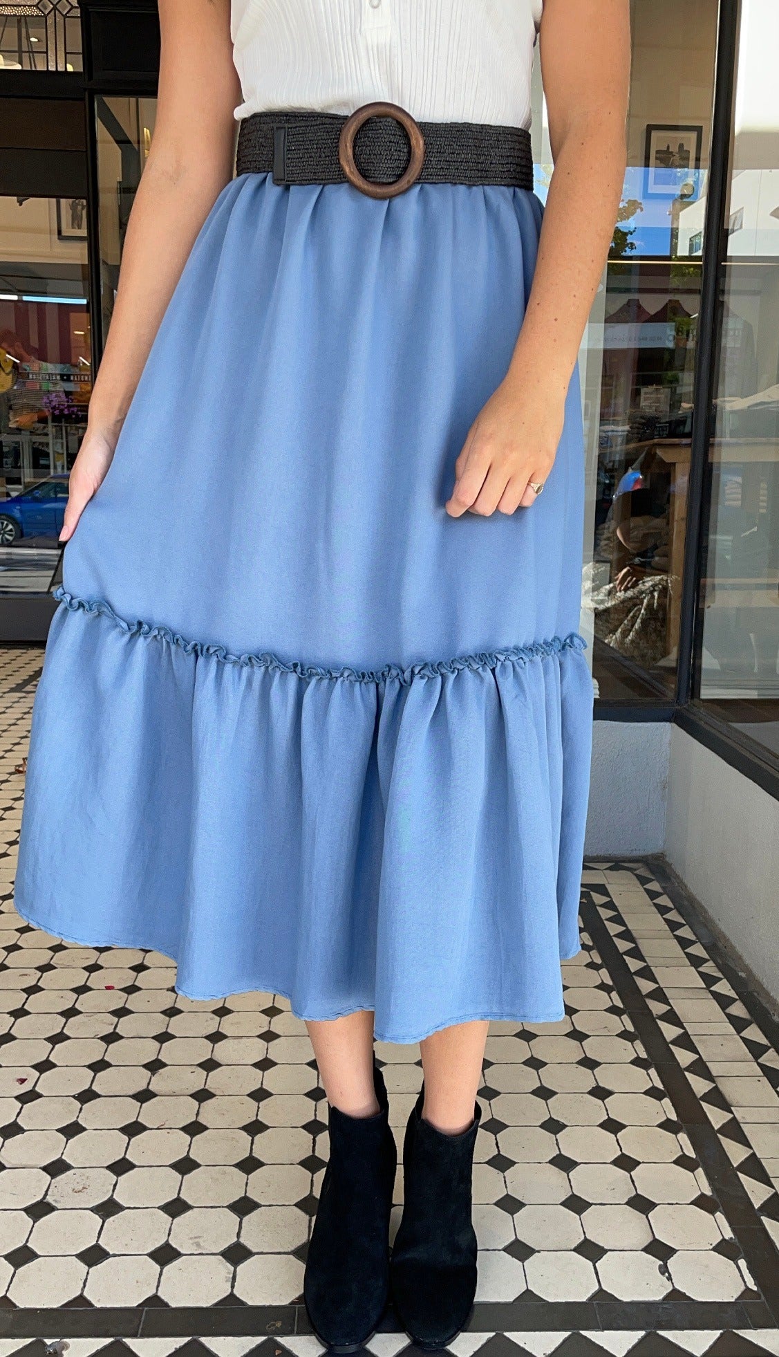 Rachel Ruffle Skirt Blue