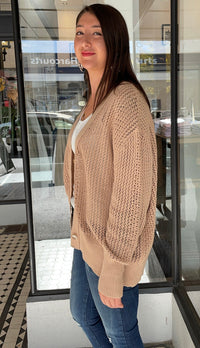 Open Knit Cali Cardigan Beige