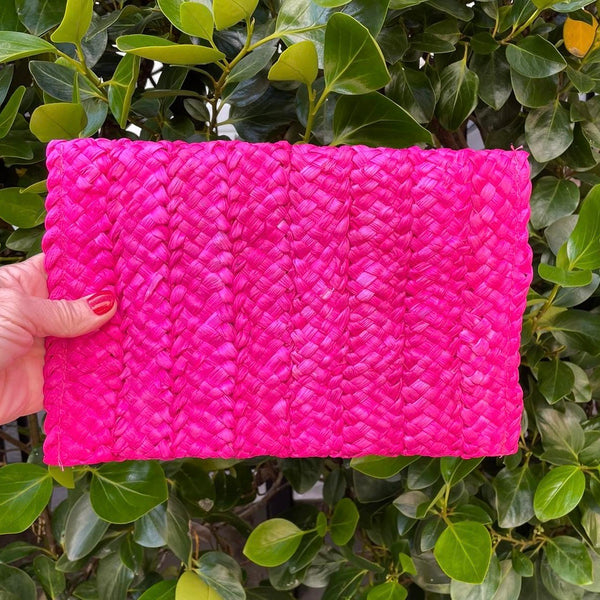 Bag027 Jute Rata Clutch Fuchsia