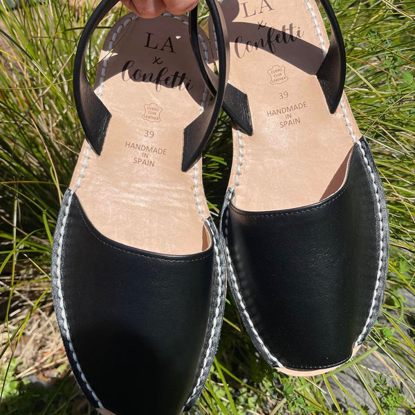 LA x Confetti Classic Avarcas Black Leather