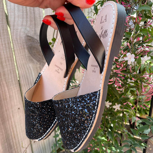 LA x Confetti Classic Avarcas Black Glitter