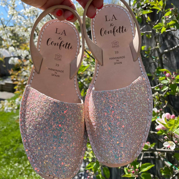 LA x Confetti Classic Avarcas Pearl Pink Glitter