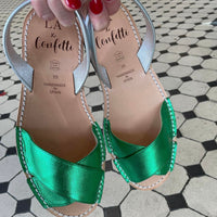 LA x Confetti Crossover Peep Toe Green Metallic