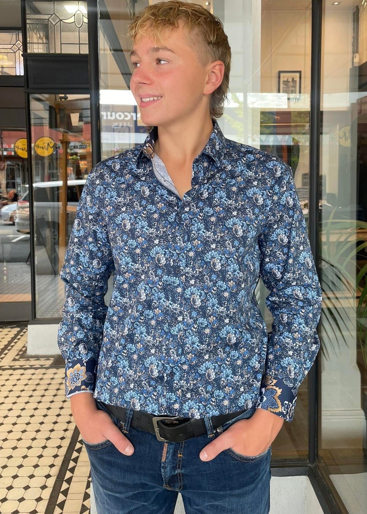 Mechmoto Navy Floral Shirt