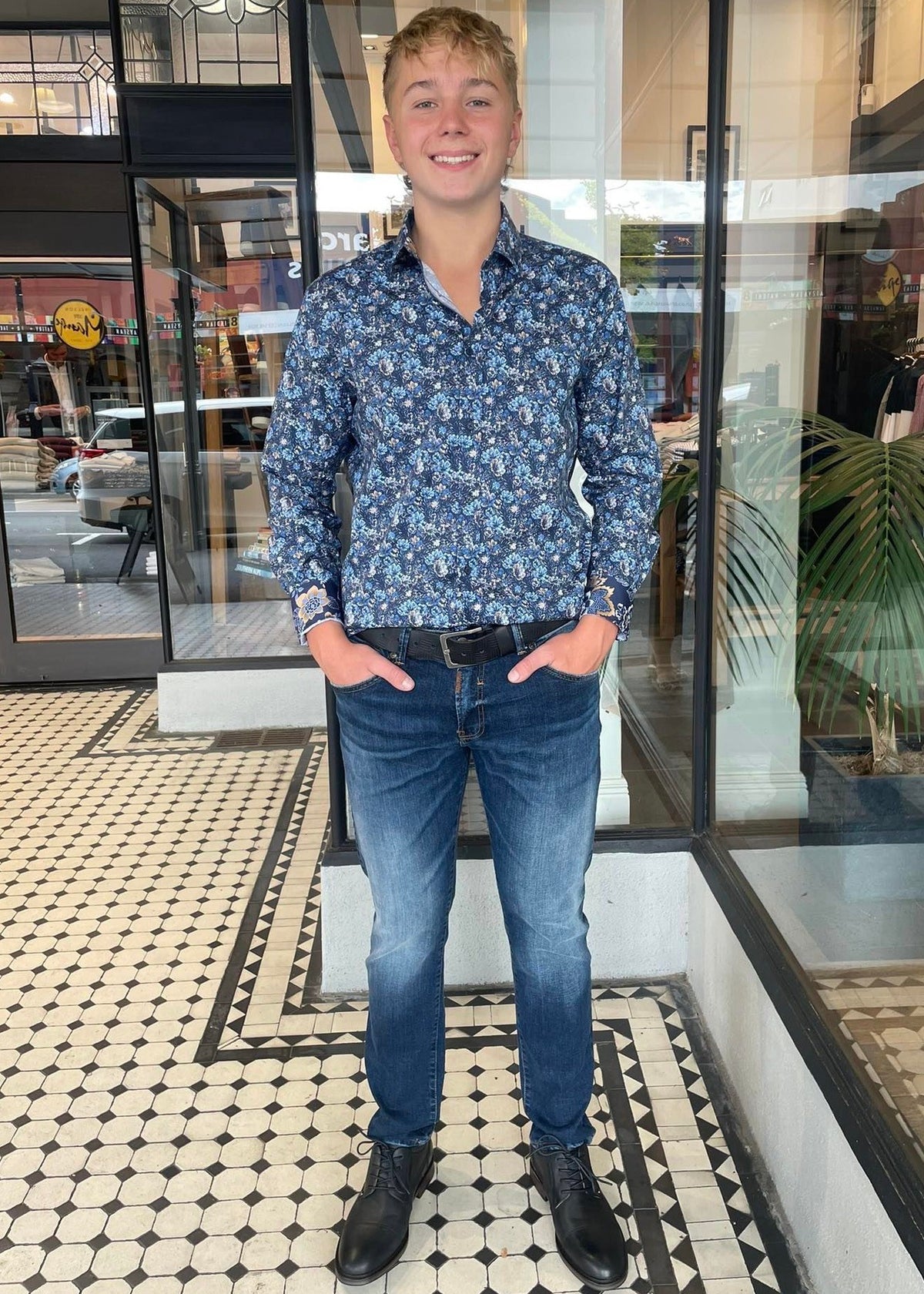 Mechmoto Navy Floral Shirt