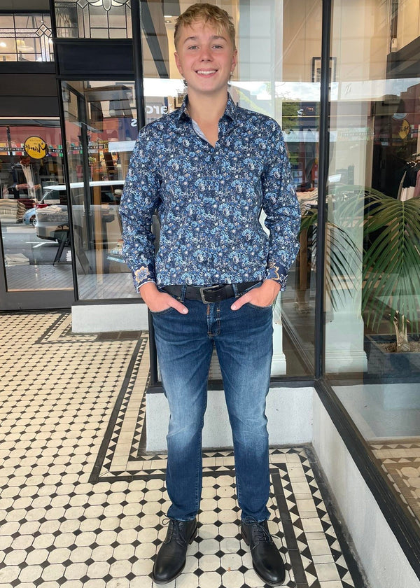 Mechmoto Navy Floral Shirt