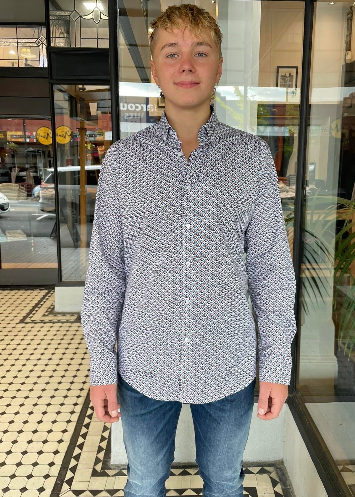 Mechmoto Geo Print Shirt Grape