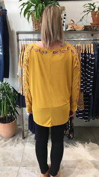 Romance Embroidered Top  MUSTARD