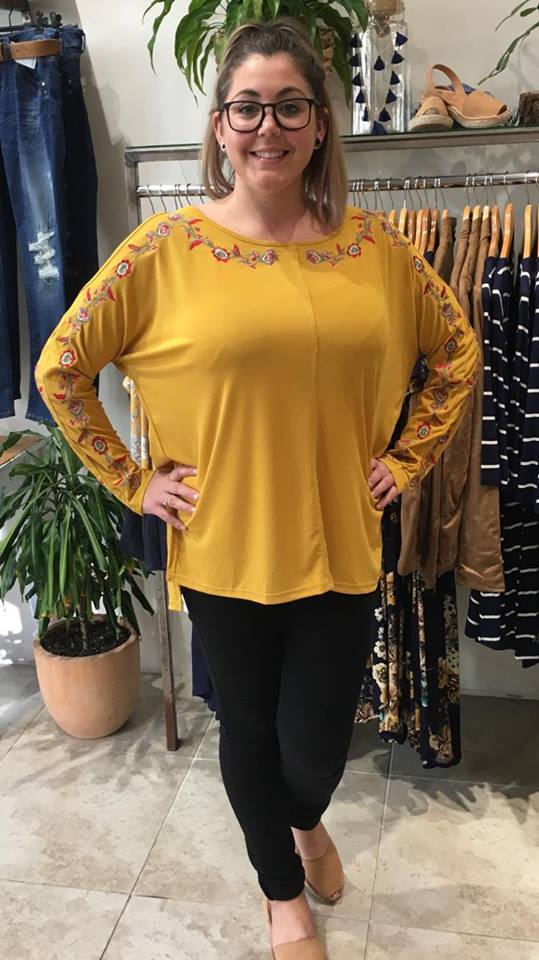 Romance Embroidered Top  MUSTARD