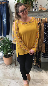 Romance Embroidered Top  MUSTARD