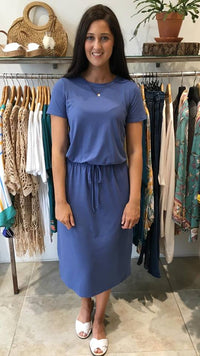 Bex Tie Waist Midi Dress  DENIM BLUE