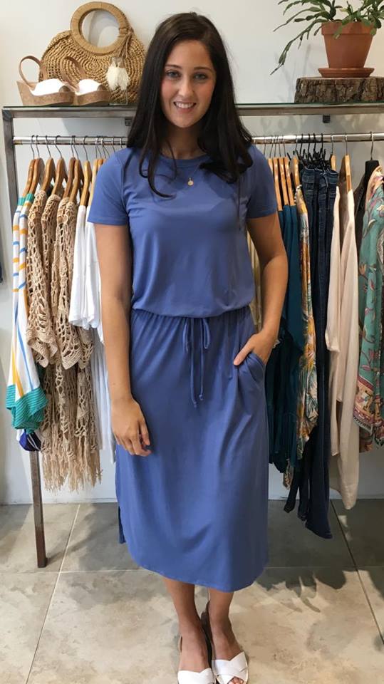 Bex Tie Waist Midi Dress  DENIM BLUE