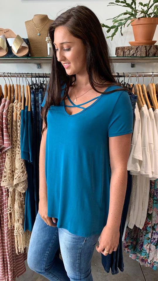 Sweet Crisscross Top TEAL