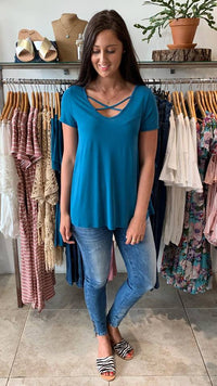 Sweet Crisscross Top TEAL