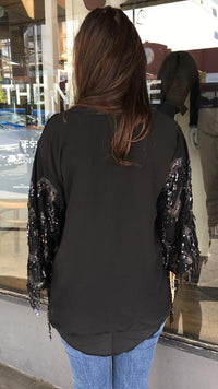 Jet Sequins Kimono Black