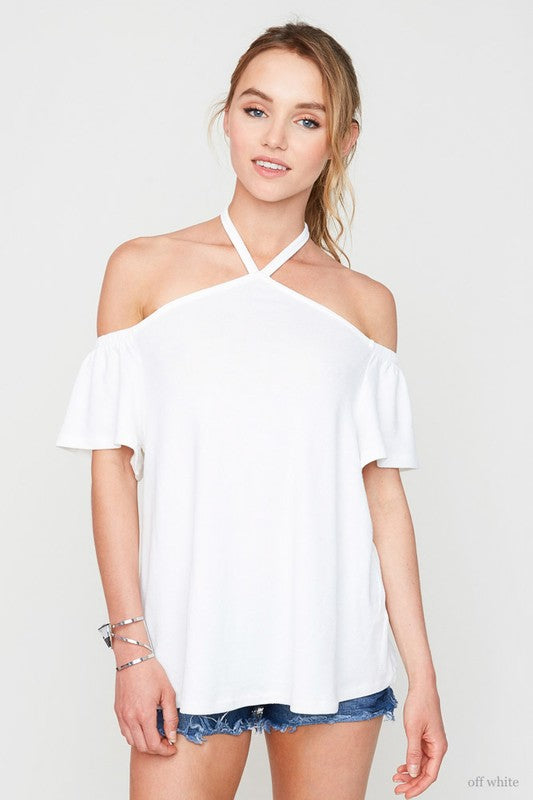 Tied Up Halter Neck Top  OFF WHITE