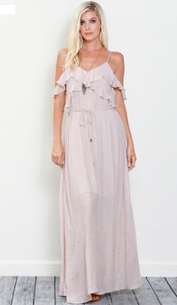 Whimsical Ruffle Maxi  BLUSH