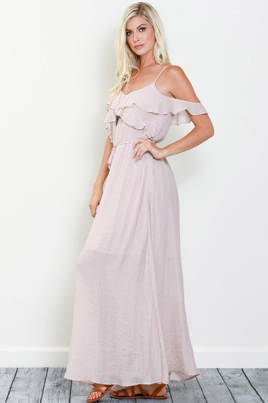 Whimsical Ruffle Maxi  BLUSH