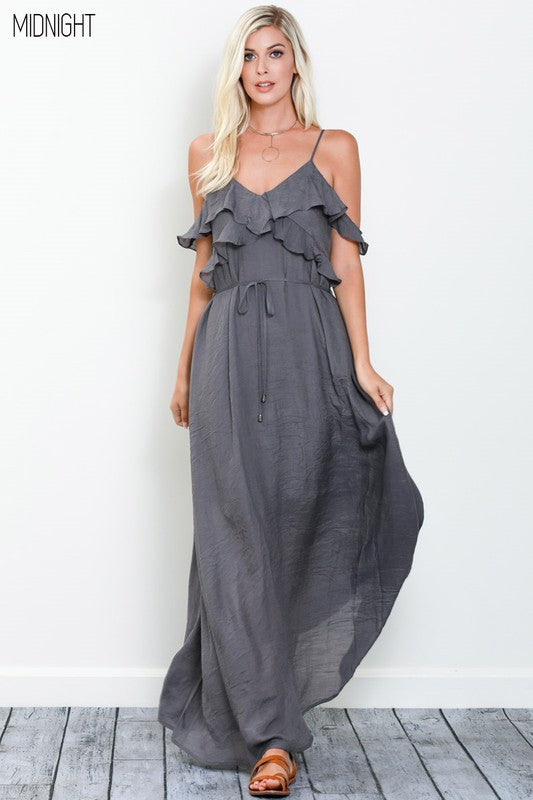 Whimsical Ruffle Maxi  MIDNIGHT