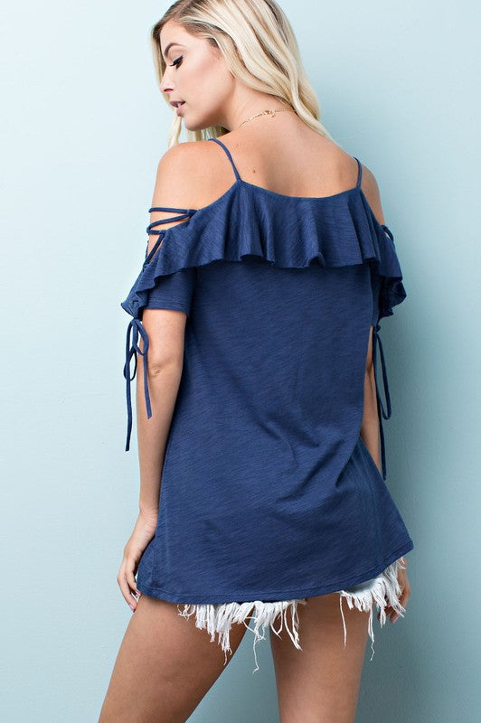 Jules Ruffle & Tie Top  NAVY