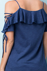 Jules Ruffle & Tie Top  NAVY