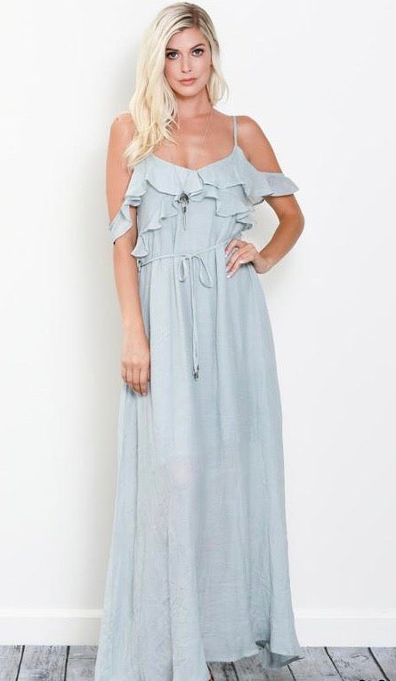 Whimsical Ruffle Maxi  CLOUD