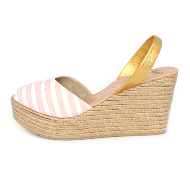 Lovelee Candy Pink Stripe Rope Wedge