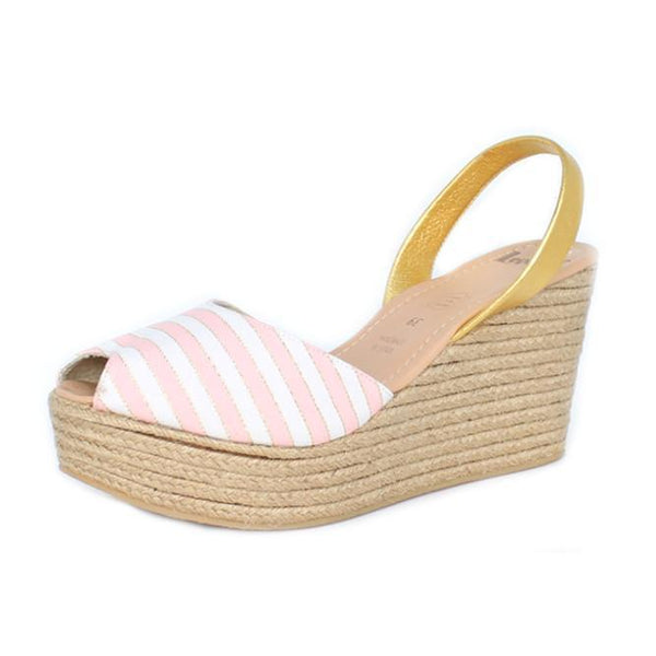 Lovelee Candy Pink Stripe Rope Wedge