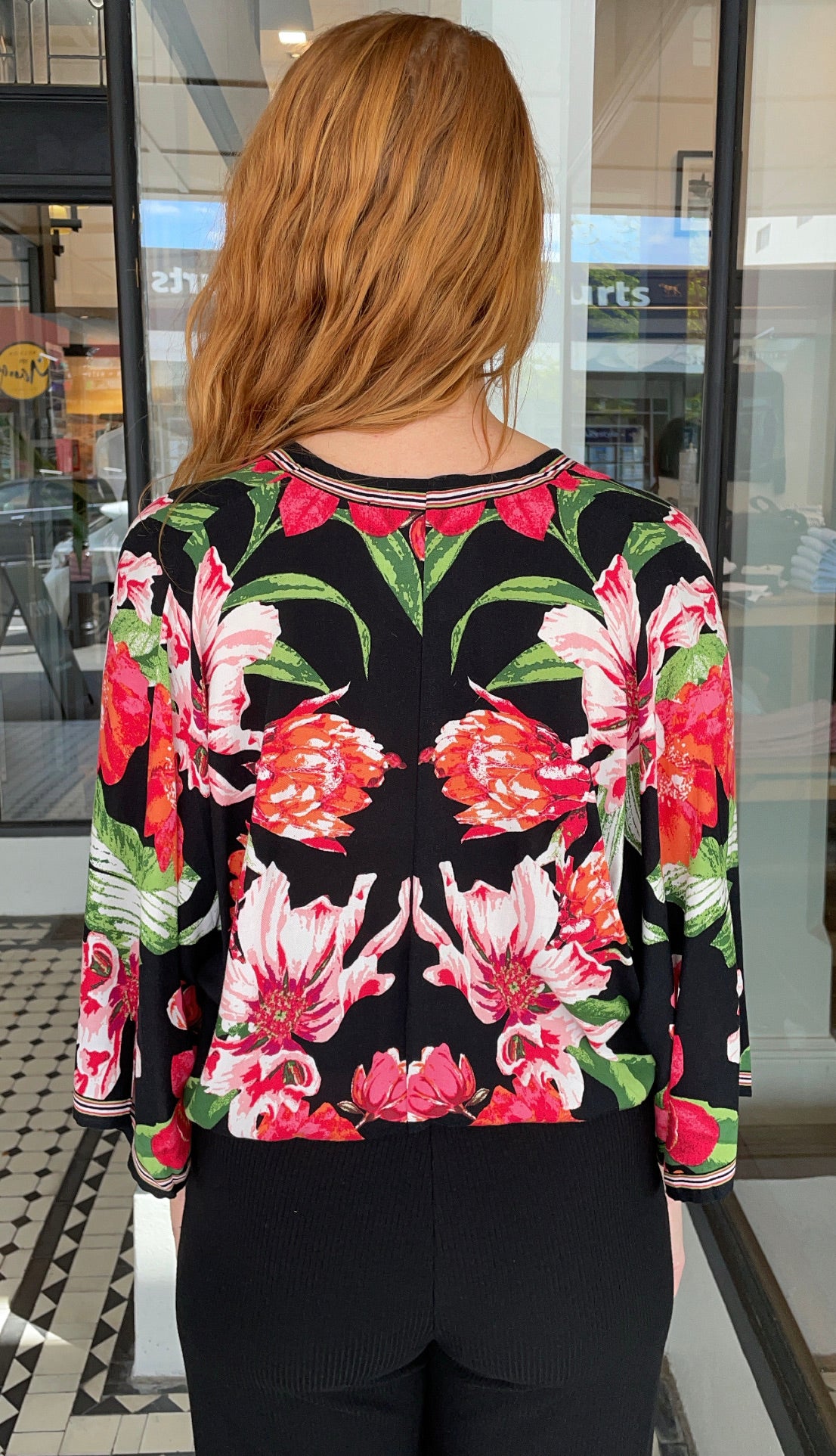 Floral Kimono Sleeve Cropped Top