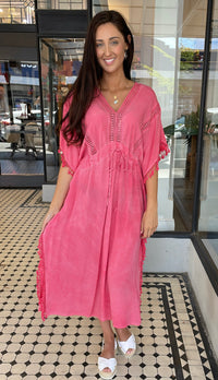 Summer Boho Kaftan Washed Coral